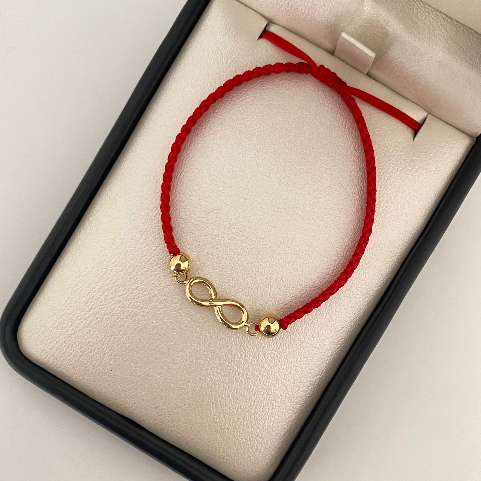 Pulsera tejida herraje inifito liso balines #5 lisas Oro amarillo 18k 0,85 Gr